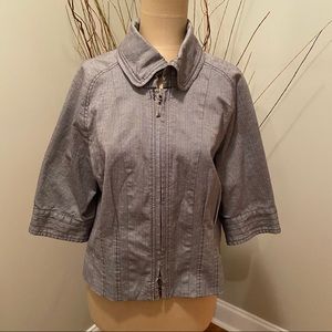 Kenneth Cole Women Herringbone 2 Way Zipper Jacket